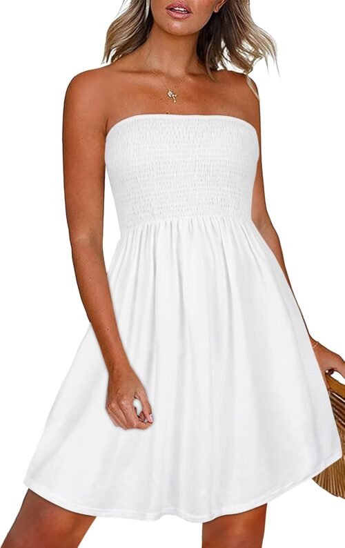 Summer Dresses for Women Beach Cover Ups Strapless Boho Floral Print Sundress