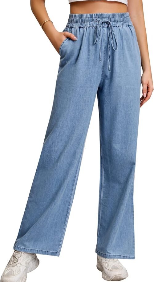 Fashion Jeans for Women Wide Leg High Waisted Elastic Waist Pull On  Comfort Denim